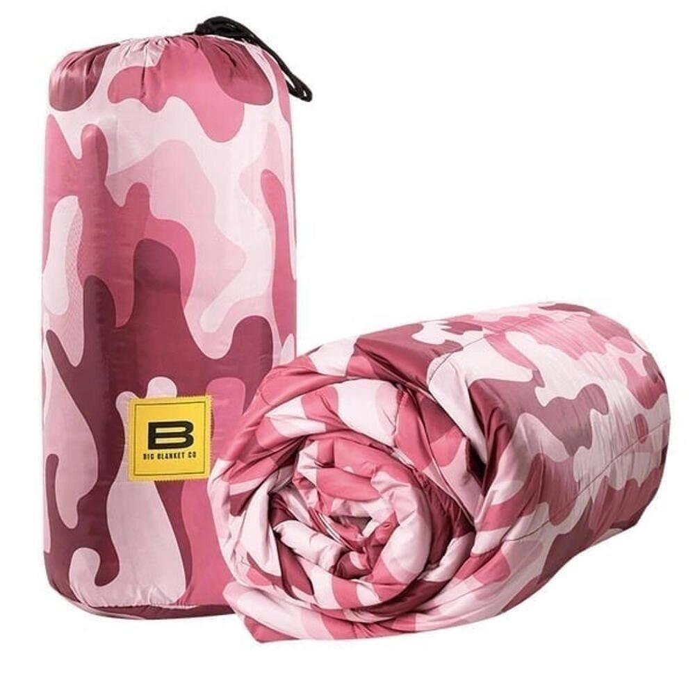 Big Blanket Co Outdoor Blanket Pink Camo 8x8 Oversized Puffy Camouflage New